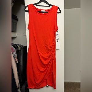 LEITH Cotton Bodycon Dress | Orange/Red